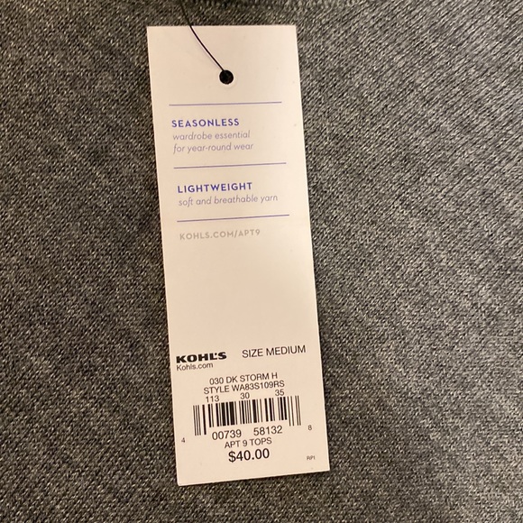 NWT Women’s Apt 9 Size Medium Asymmetrical lightweight gray sweater - Picture 4 of 5